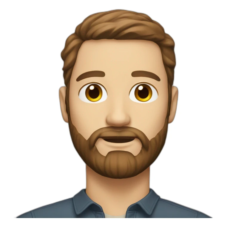 white man with brown middle parting hair and full beard sticker