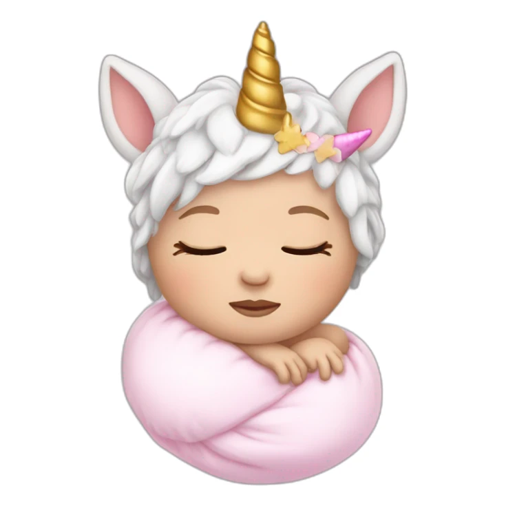 Sleeping white Newborn with unicorn headband sticker