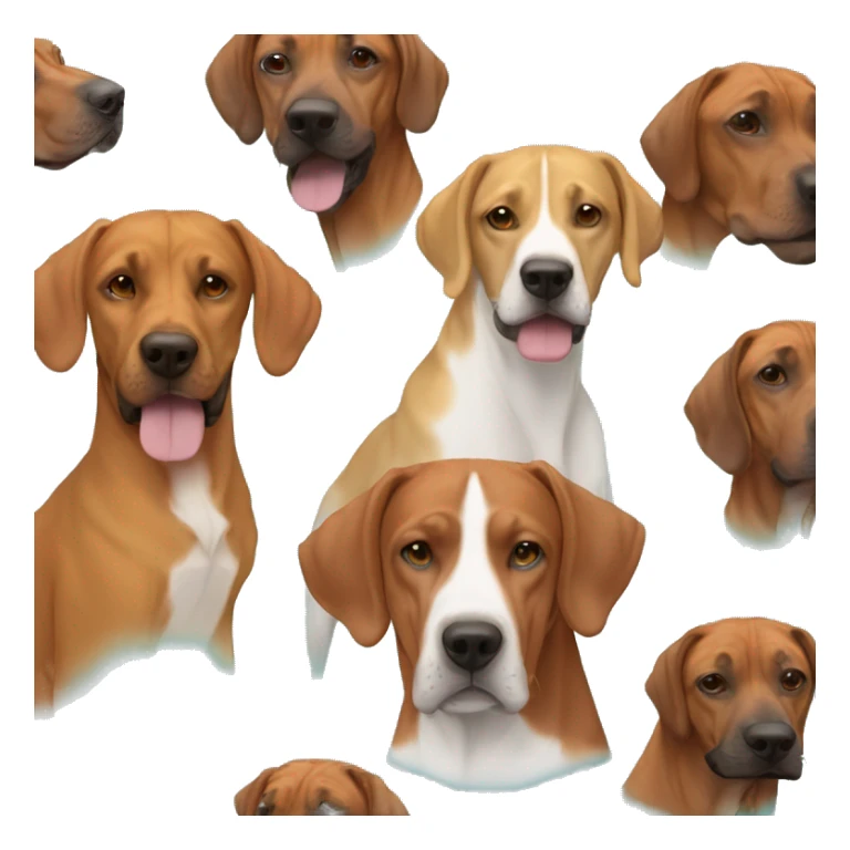 white male with long rainbow colored hair alongside a brown rhodesian ridgeback sticker