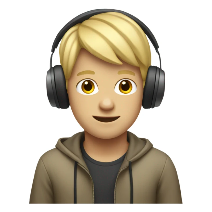 Blonde boy listening to headphones sticker