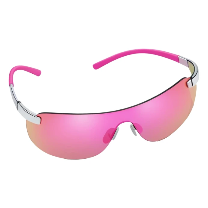 sleek pink visor sunglasses, 2000s fashion, rimless design sticker