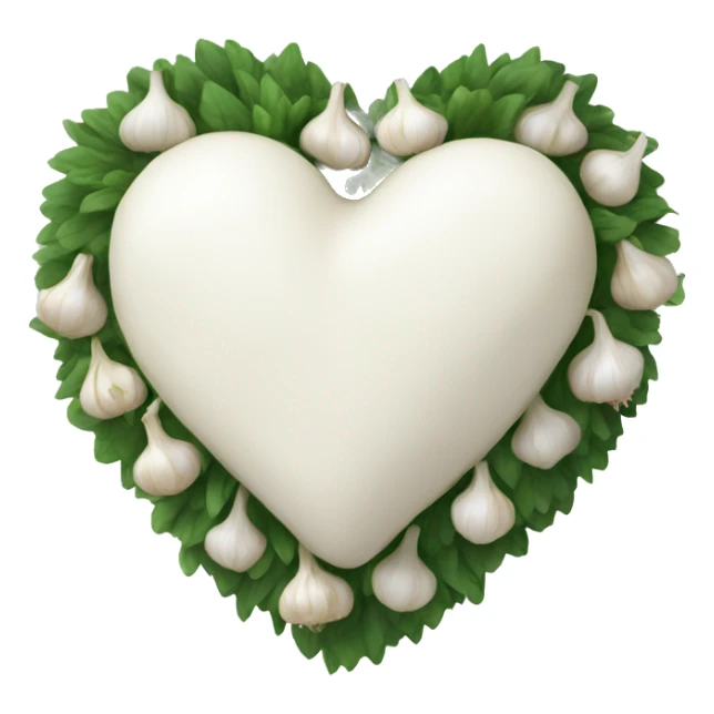 white heart adorned with garlic garland sticker