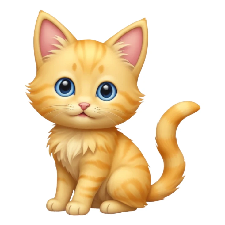 A cute cartoon yellow kitten sitting and wagging its tail. sticker