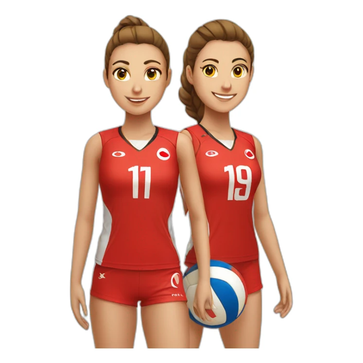 Turkish National Girls volleyball team wearing red jersey sticker