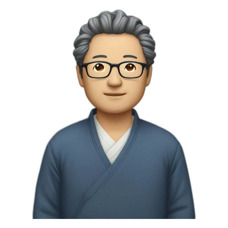 Middle-aged Japanese man with naturally permed glasses sticker
