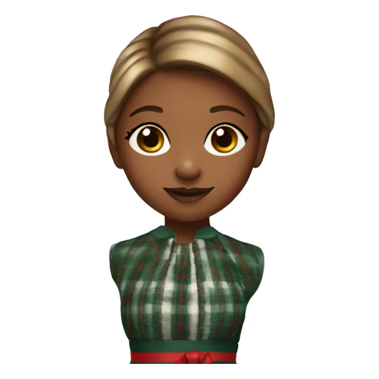 Young girl in plaid christmas dress sticker