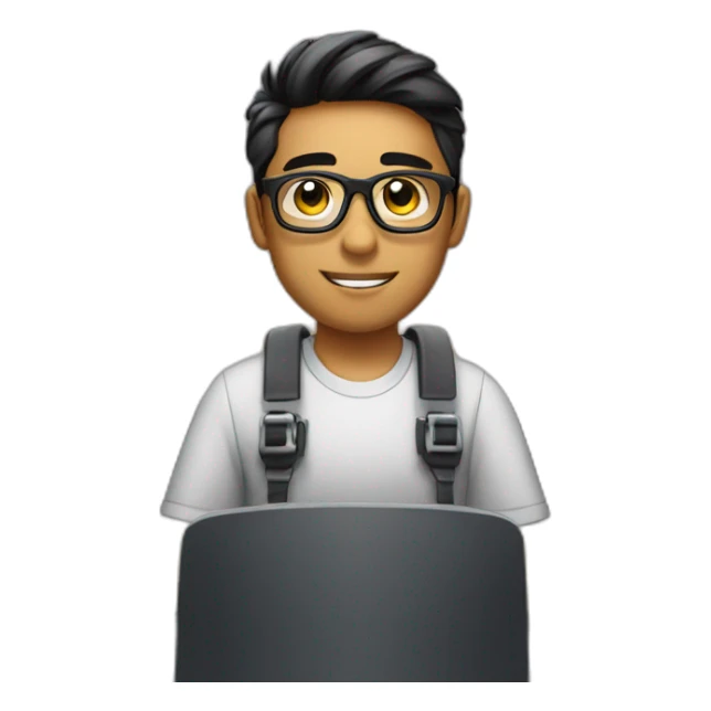 25 year old mechanical engineer wearing black glasses behind desk late at night sticker