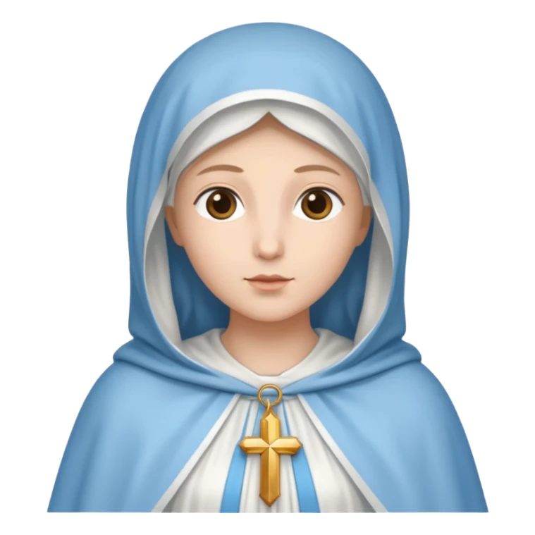 virgen maria catolica con vestido blanco y manto azul celeste de tes clara sticker