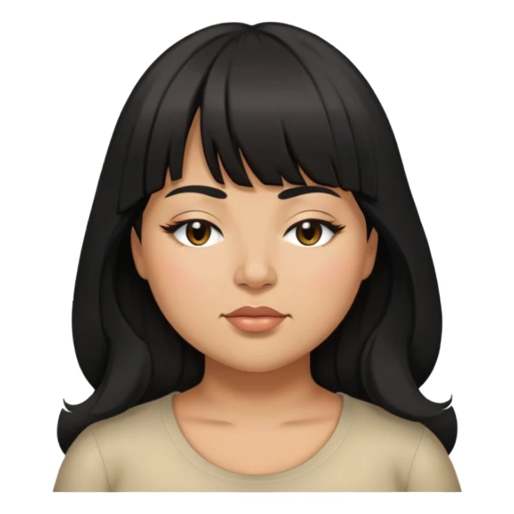 Latina female with bangs black long hair plus size one eye closed sticker