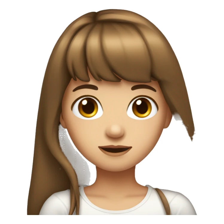 Girl with long brown hair- with bangs- with gauges  sticker