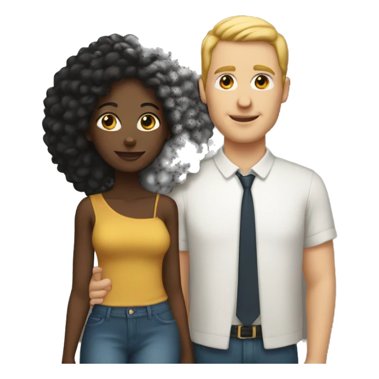 Black woman and white man couple sticker