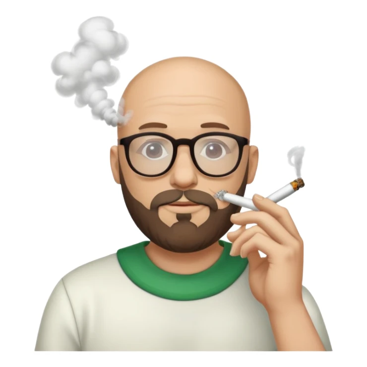 bald dude with beard and glasses smoking weed sticker