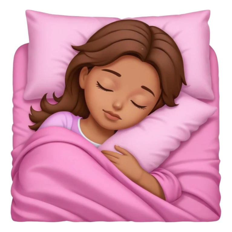 Girl sleep, pink sheets, brown hair sticker