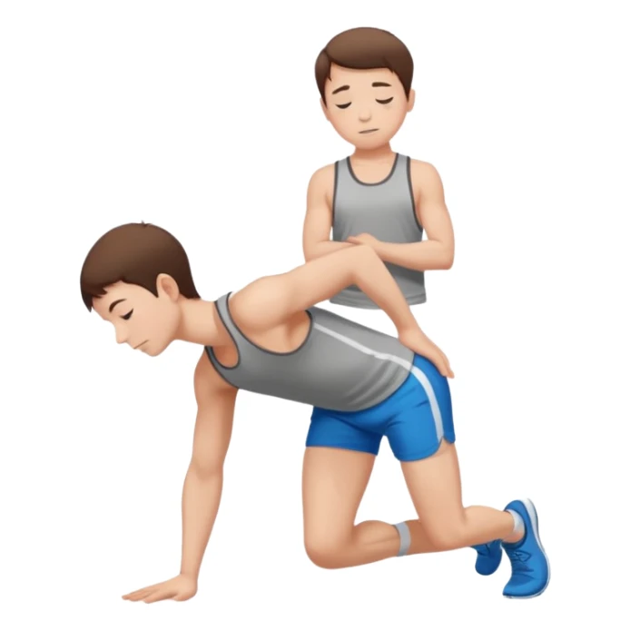 Man with short brown hair in child’s pose sticker