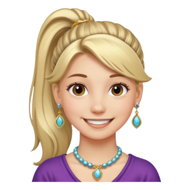 smiling girl with jewelry ponytail  sticker