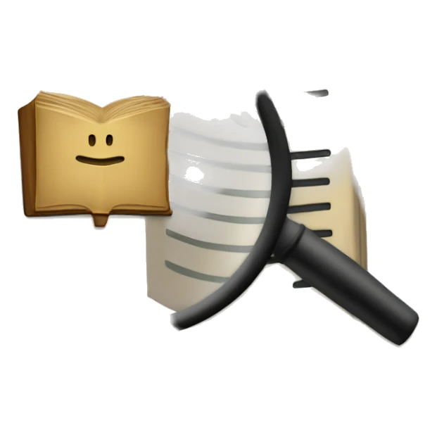 a book and a magnifying glass sticker