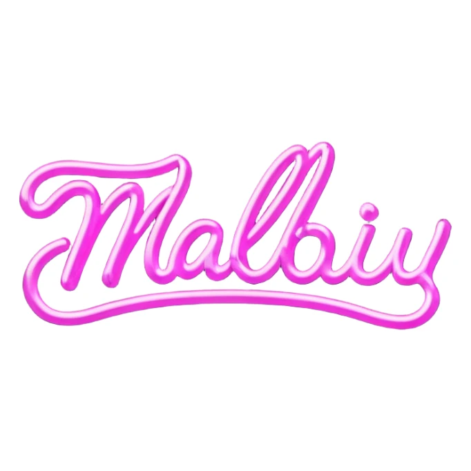 glowing pink neon sign that says "Malibu" in cursive  sticker