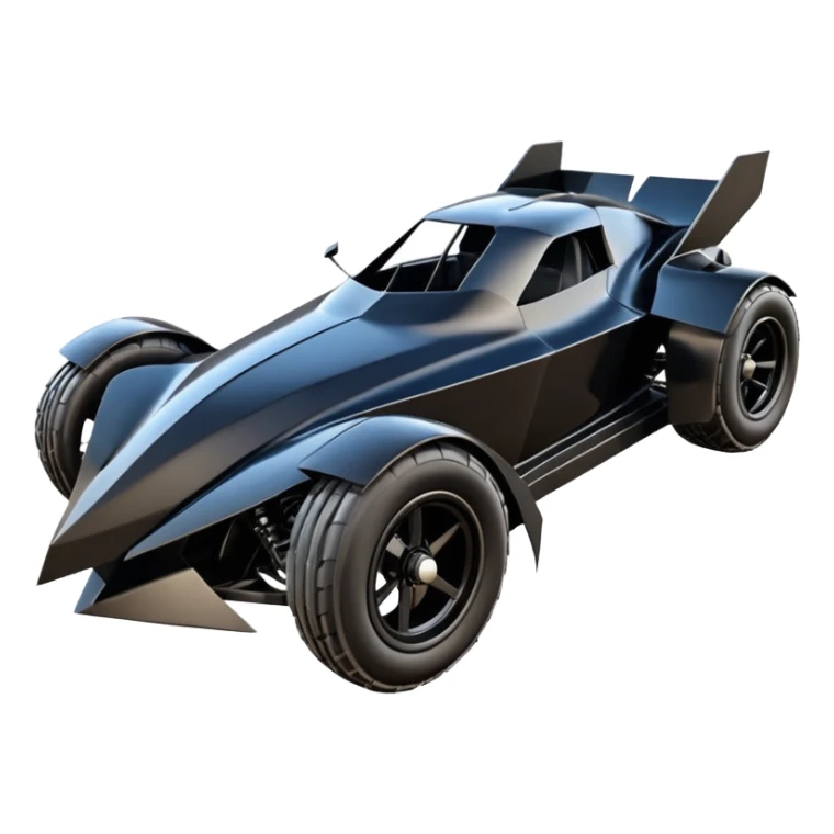  the animated series aerodynamic futuristic Venom Batmobile loosely based on 1936 freightliner school bus (flat long straight faceted mechanical body) stealthy town hot rod desert dirt racing rwd buggy  sticker