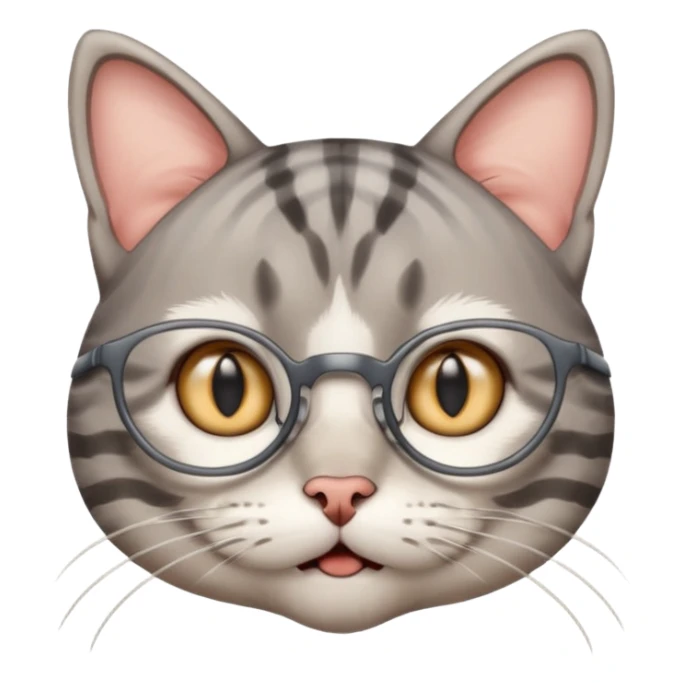 generate a nerdy, confused cat who is also in a state of panic sticker