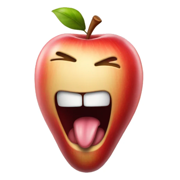 Dumbass apple with mouth open and tongue out sticker