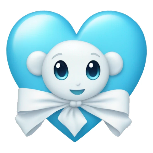 baby blue heart with a white bow sticker