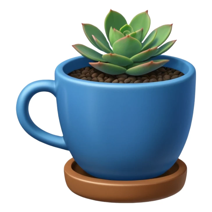 Desk Succulent Plant blue cup sticker