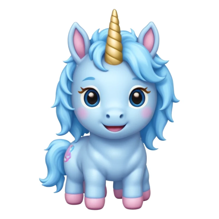 baby blue unicorn, chibi full body sticker