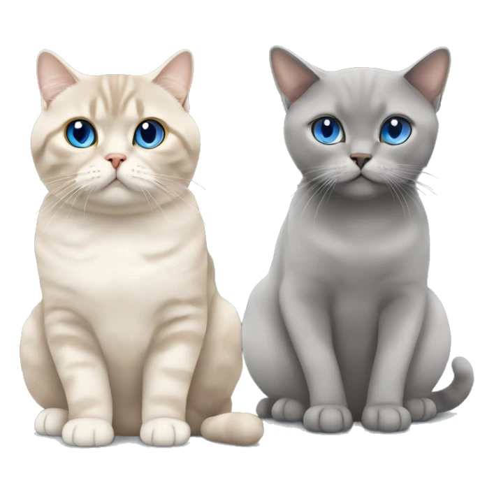 Grey Scottish fold sitting together with beige cat with blue eyes  sticker