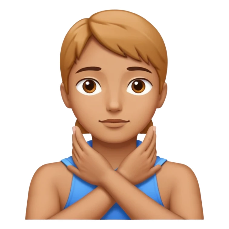 Person hands crossed around neck and looking up  sticker