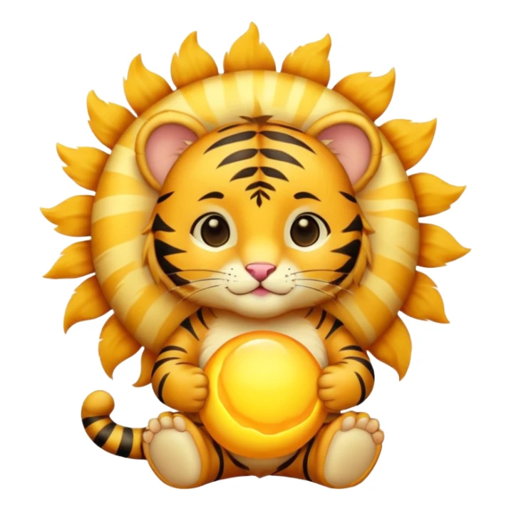 Baby Gold tiger holding a sun ☀️🐯 sticker