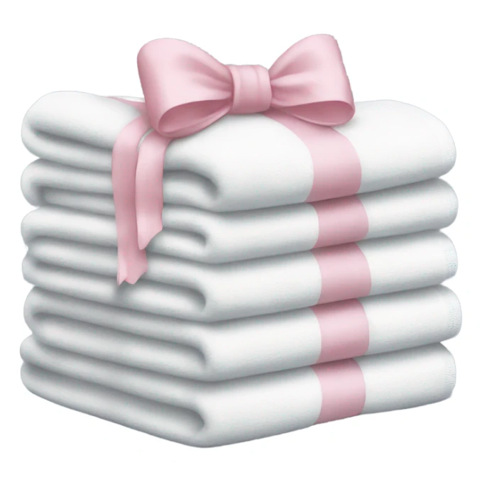 stack of white towels with a light pink bow on top sticker