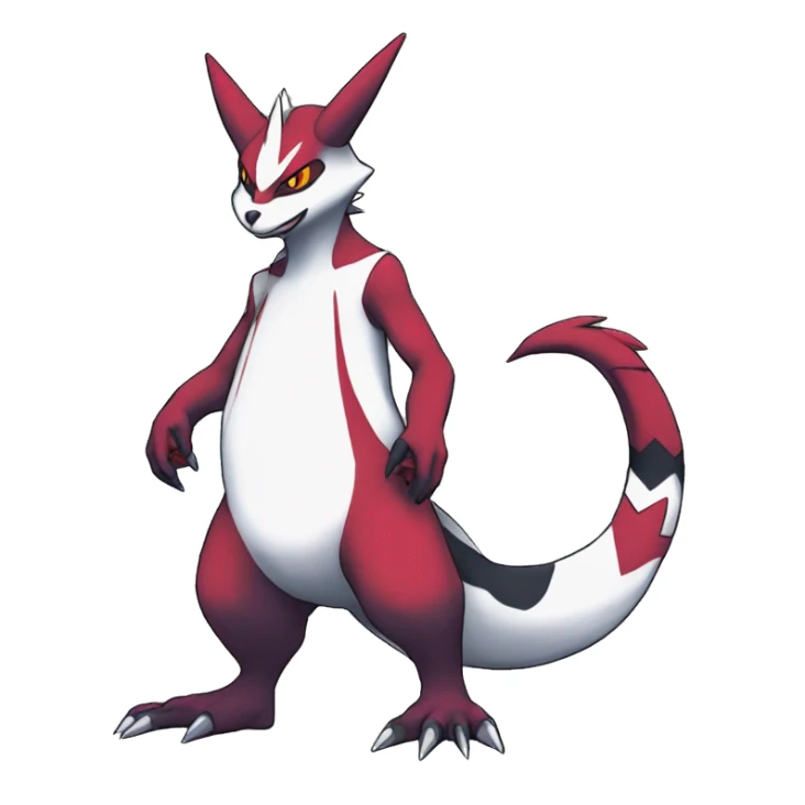 Cool Edgy Zangoose-Seviper Fakémon Digimon with Edgy markings, full body, outlined sticker