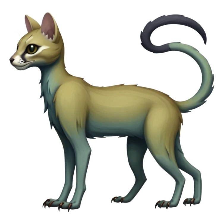 long-snouted evil skeletal skully zombie-like swampy ghostly dull spectral edgy spooky bloody meager thin cool poltergeist-caracal-civet-genet-sergal-vernid-Gryphon-Cacomistle-Trico-oncilla-animal-Fakémon-hybrid-fursona (full body) sticker