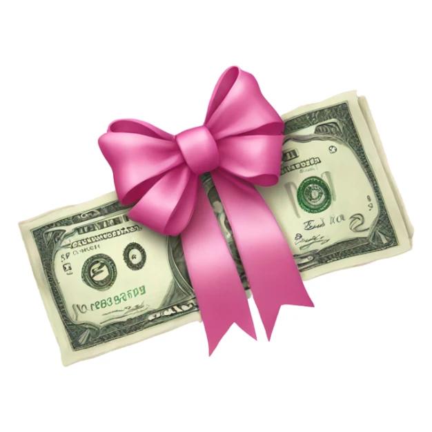 pink money with pink bow sticker