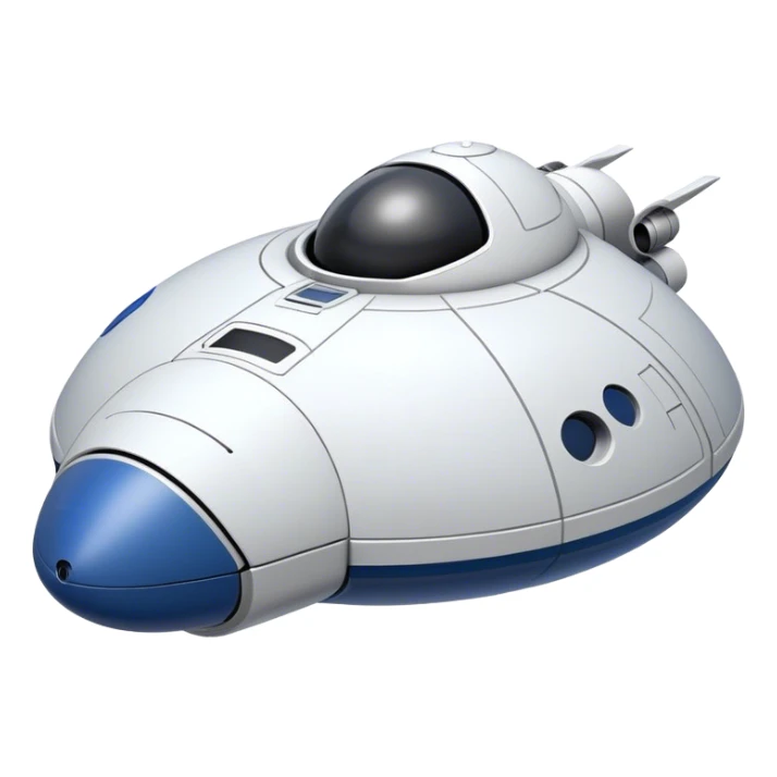  a simple spaceship with a rounded top and a flat or slightly cut-off bottom, similar to the CST-100 shape. Keep the design smooth and minimalistic, with no complex details. Use a plain background. sticker