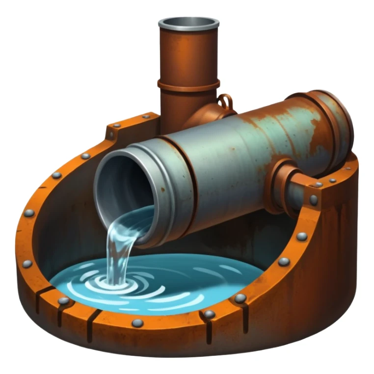 a steel shiny sewer pipe wastewater flows out sticker