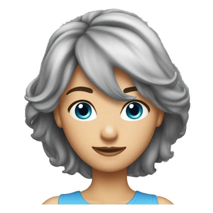 femme 40 a aux yeux bleus avec les cheveux mi-long gris cheveux attachs sticker