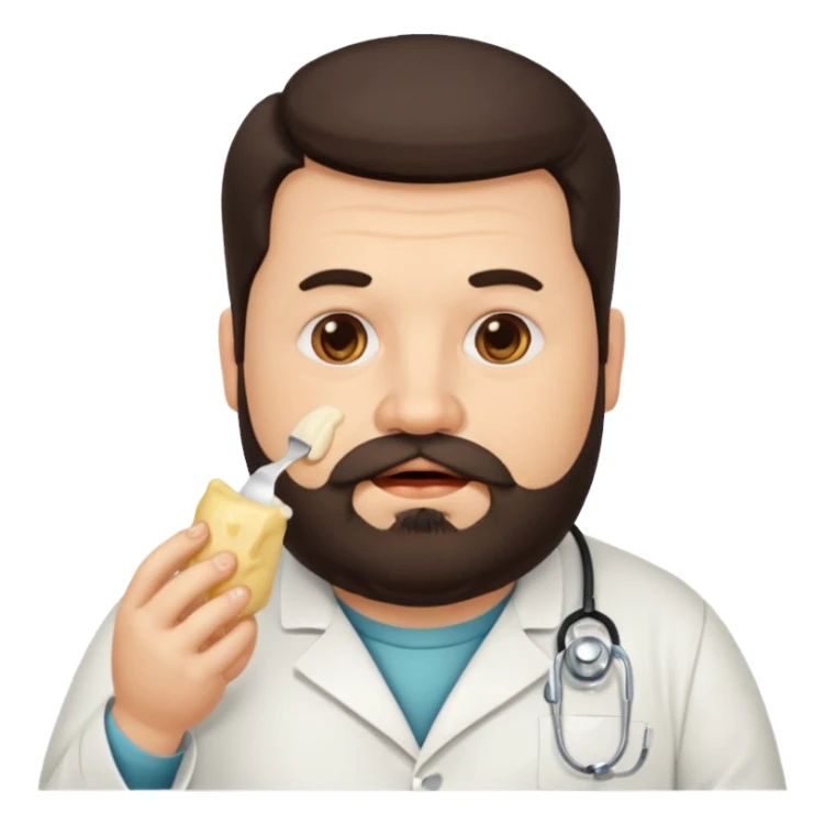 Fat doctor eating lard disgusting dark hair and beard sticker