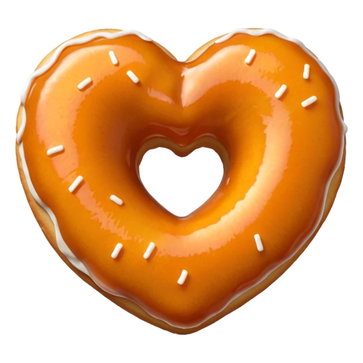 Realistic isolated heart shaped donut with orange & glaze. sticker