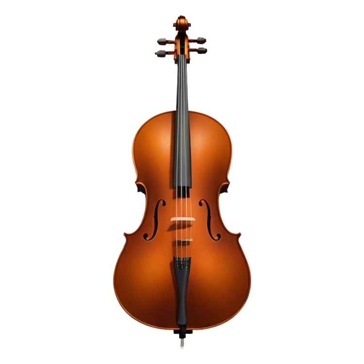 Cinematic Realistic Cello, deep brown polished wood, elegant f-holes creating contrast, warm golden light reflecting off its curves, glowing with depth and a rich musical resonance. sticker