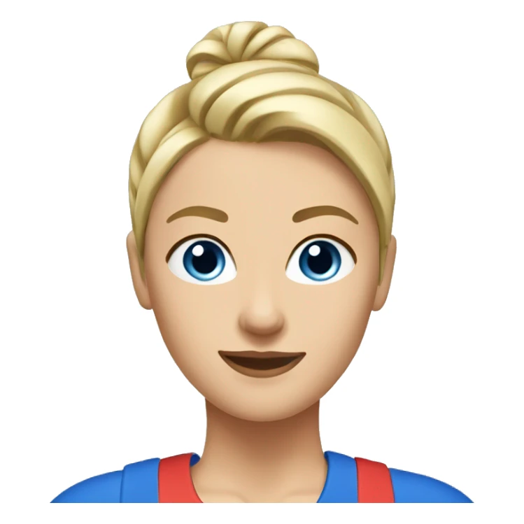 Blonde gym teacher with blue eyes, with high bun/ponytail  sticker