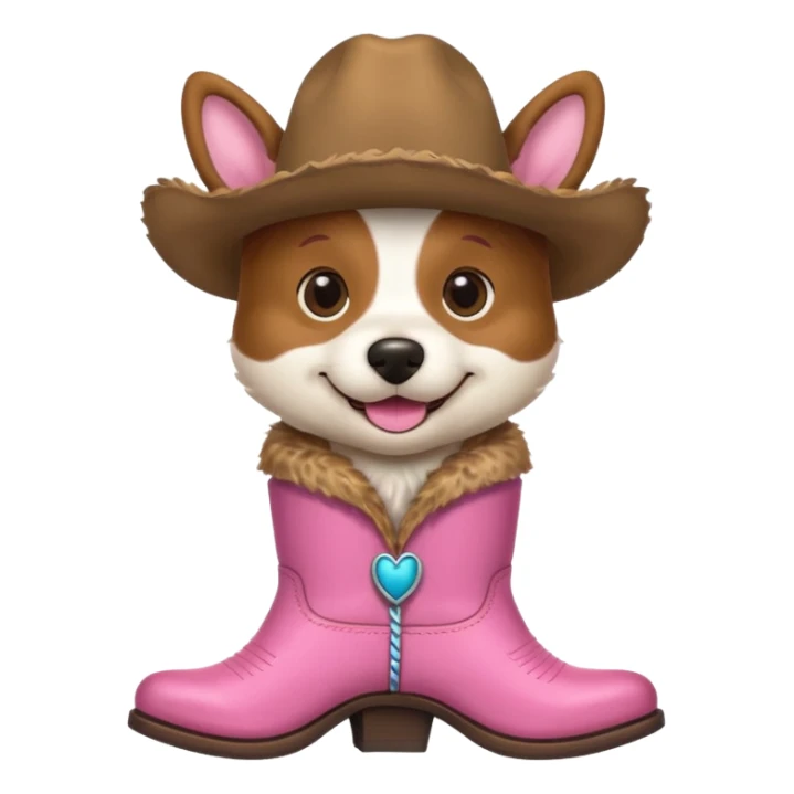 dog wearing pink cowboy boots sticker