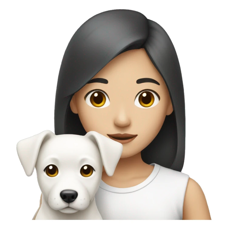 Asian girl with white dog sticker