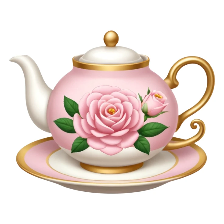 Milk rose tea in a beautiful tea party white and golden  floral cups  sticker