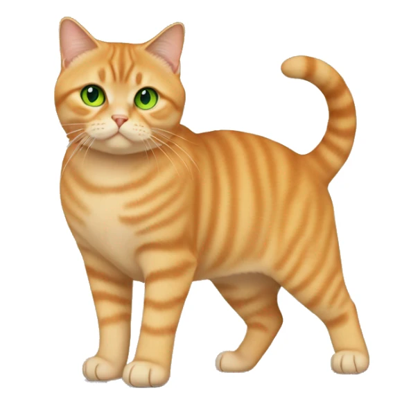 Full body orange British shorthair cat with green eyes sticker