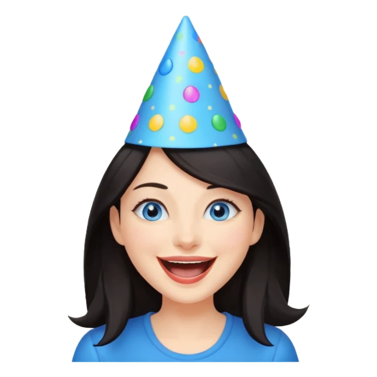 Laughing and fun dark hair woman with blue eyes sticker