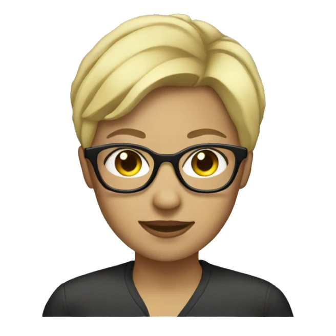 Woman with short blonde hair and glasses sticker