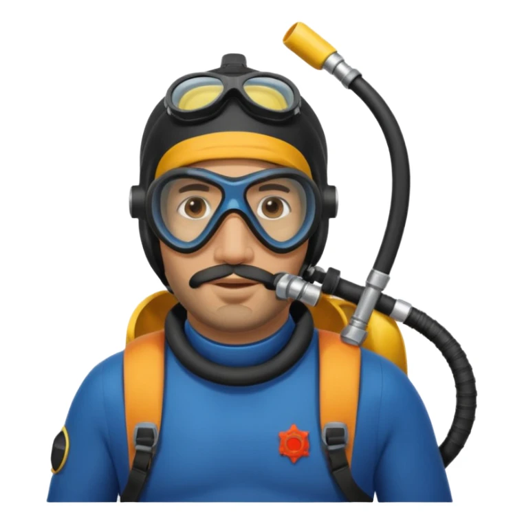 Moroccan Male 38 short beard, slightly overweight, scuba diving sticker