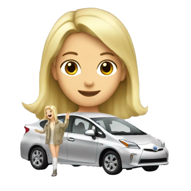 Blonde girl opening a silver Prius sticker