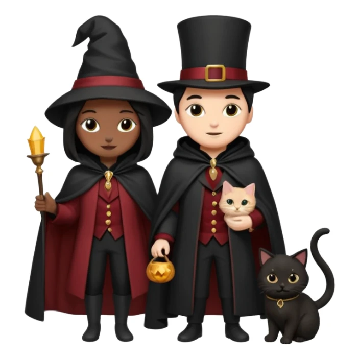 magician couple and their pet cat sticker